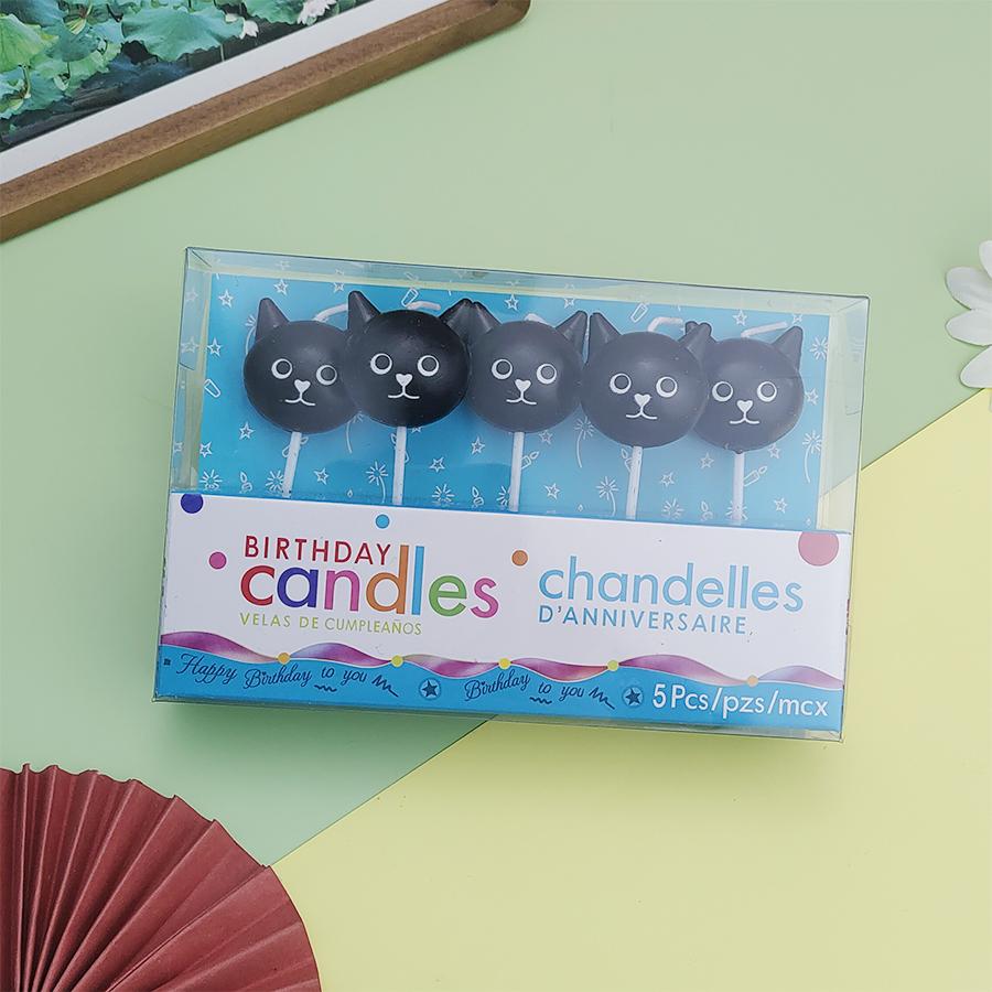 

1Set Black Cat Happy Birthday Cake Candles Cartoon Cute Children s Party Cat Cake Decorated Baby Happy Candles