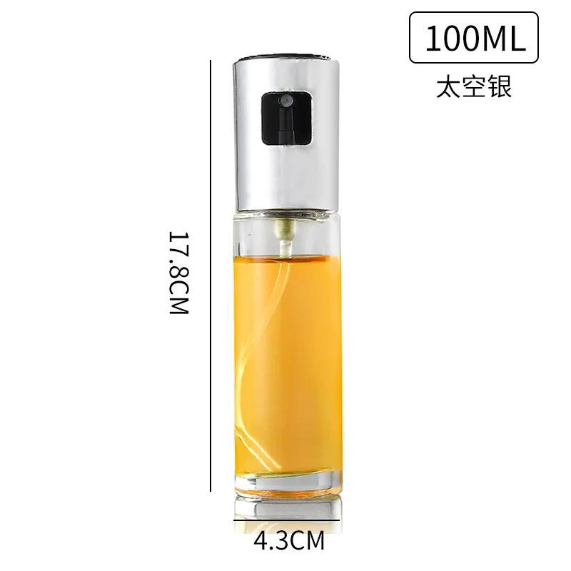 

Кухонный стеклянный распылитель для масла для приготовления пищи, 100 мл, оливковое масло, герметичная бутылка для салата, барбекю, кухни, выпечки, инструментов для жарки серебряный