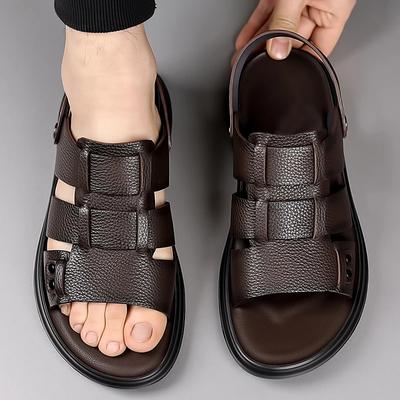 Fashion Summer New Genuine Leather Sandals for Men Outdoor Casual Fashion Non-slip Breathable Roman Shoes Comfortable Beach Slippers