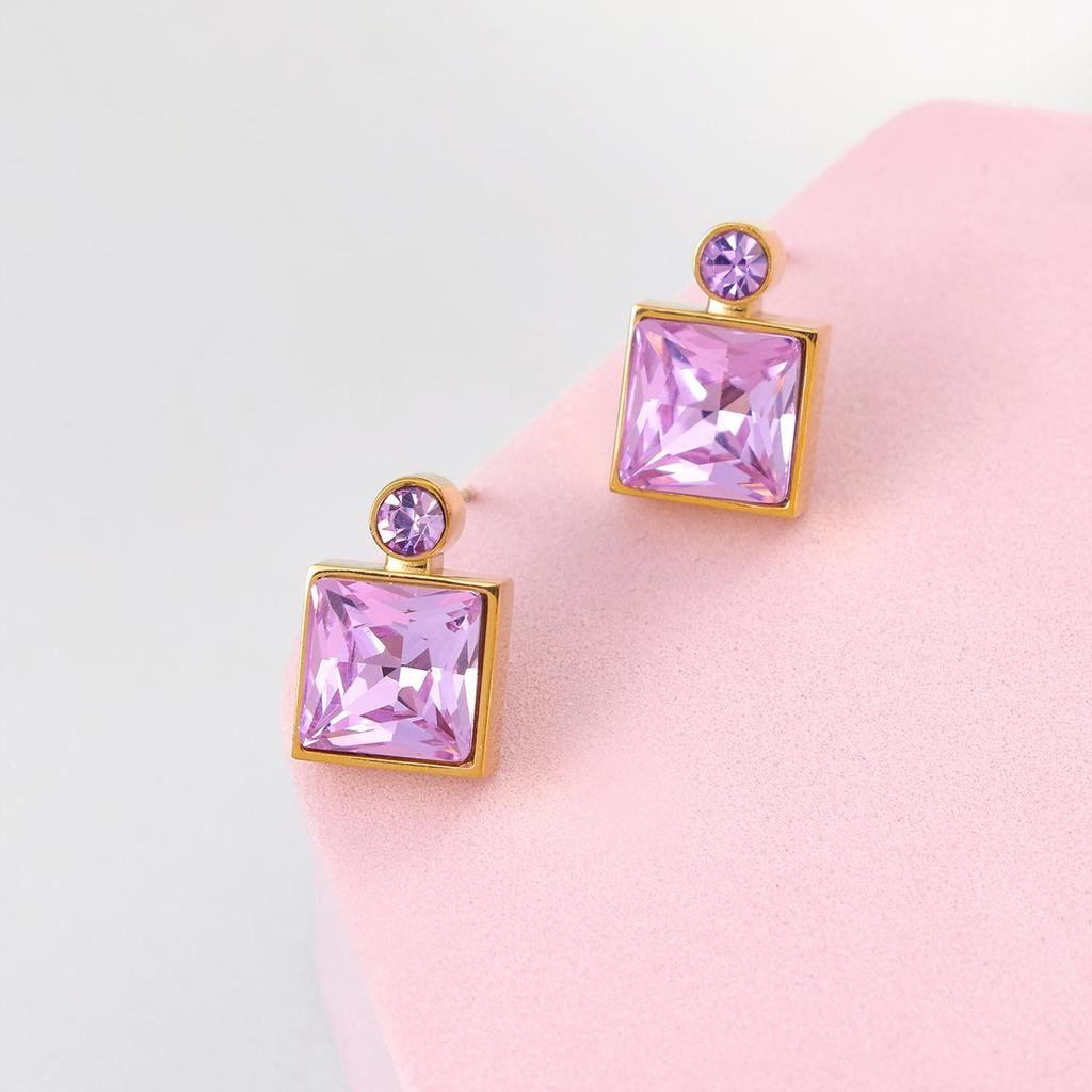 Elegant Square Perfume Bottle Necklace & Exquisite Earrings Set - Niche Design, Fashion-Forward, Unique Personality Jewelry