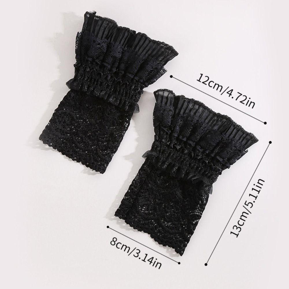 1Pair Elastic Detachable Sleeves Cuffs Sun Protection Dresses Sweater Decor Lace Cuffs Costume Accessory Sweet