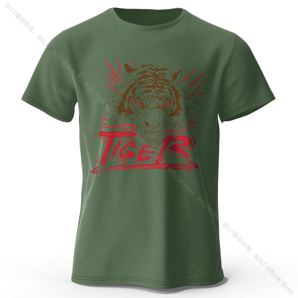 Cultural Tiger Motif Printed 100% Cotton T-Shirt, Soft & Comfortable Round Neck Short Sleeve Tee for Men & Women