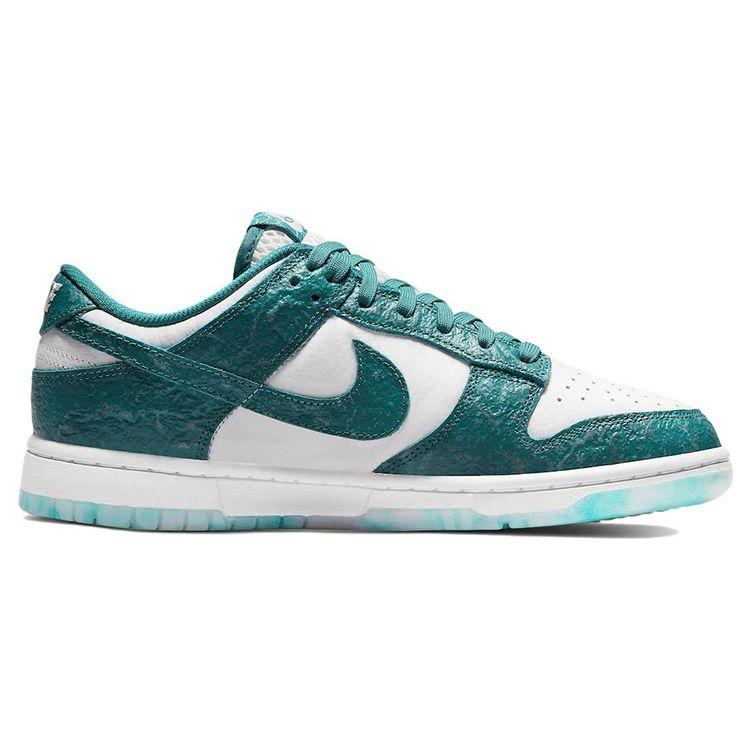 Nike Dunk Low Ocean Women's White Leather Textured Turquoise Overlays Casual Shoes DV3029-100