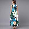 Women Plus Size Sleeveless Round Neck Dress Luxe Large Blossom Printed Flowy Calf Length Gown