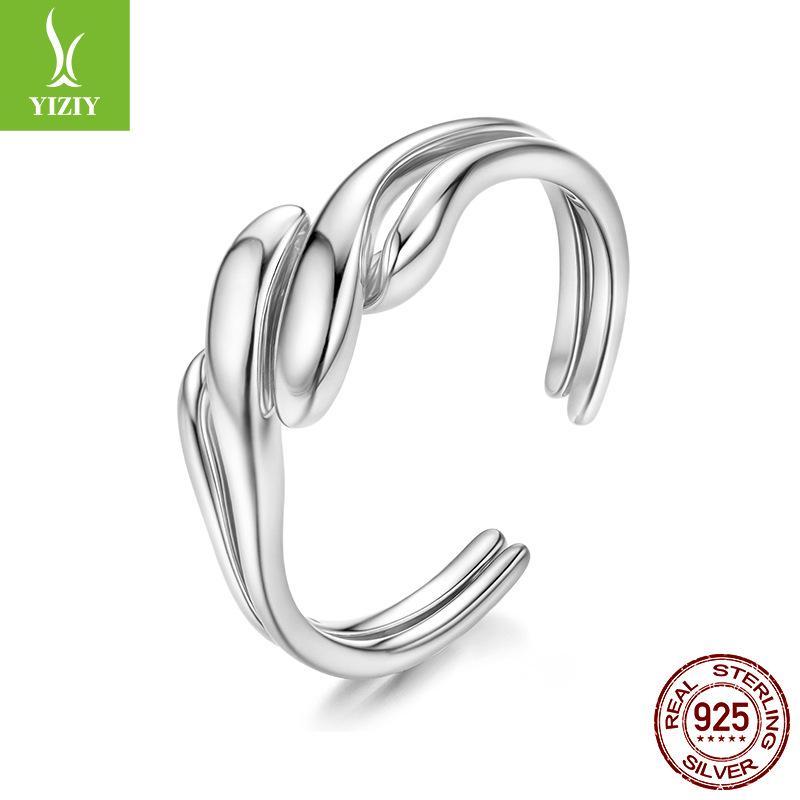 S925 Sterling Silver Couple'S Two-In-One Ring, Fashionable Personality Cold Wind Metal Texture Ring Ring