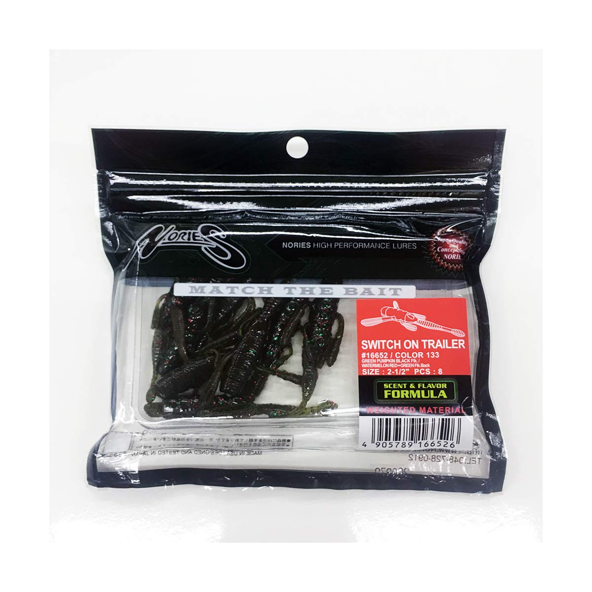 

Nories Switch On Trailer 133 Green Pumpkin with Black FlushWatermelon with Red and Green Flush Back