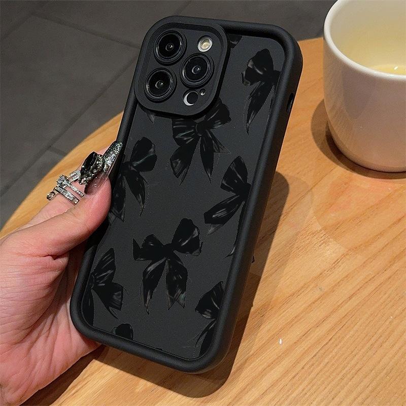Ins Black Bow iPhone14promax Mobile Phone Case Apple 13 All-inclusive 12/11 Fashion 15/16 Women's 7