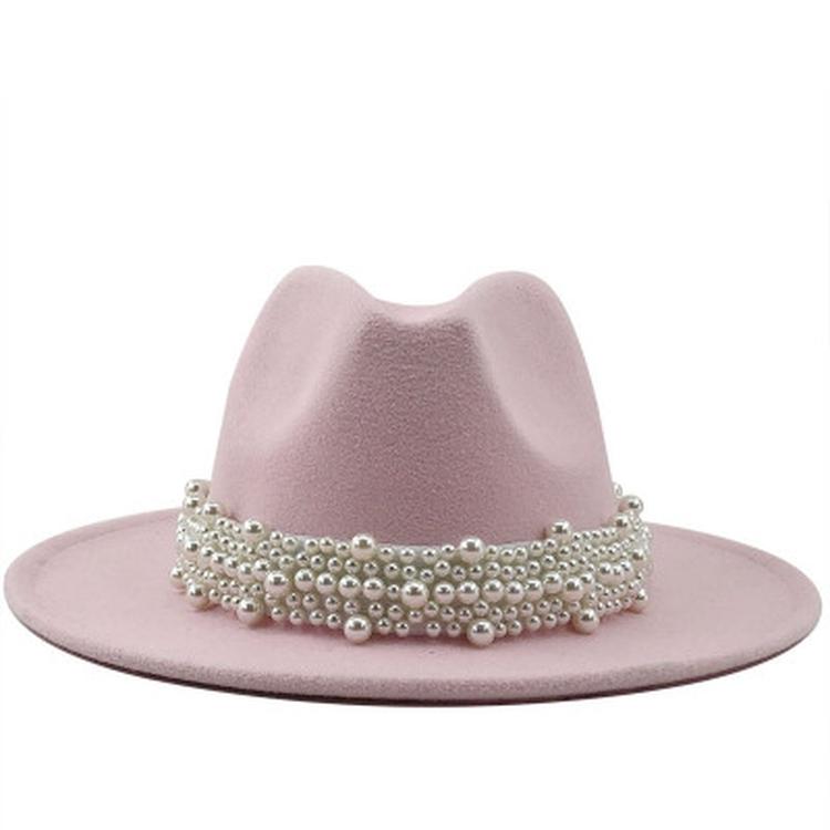 Modern Design Wool Felt Wide Brim Flat Top Hat Formal Fashion Women Fedora Hat