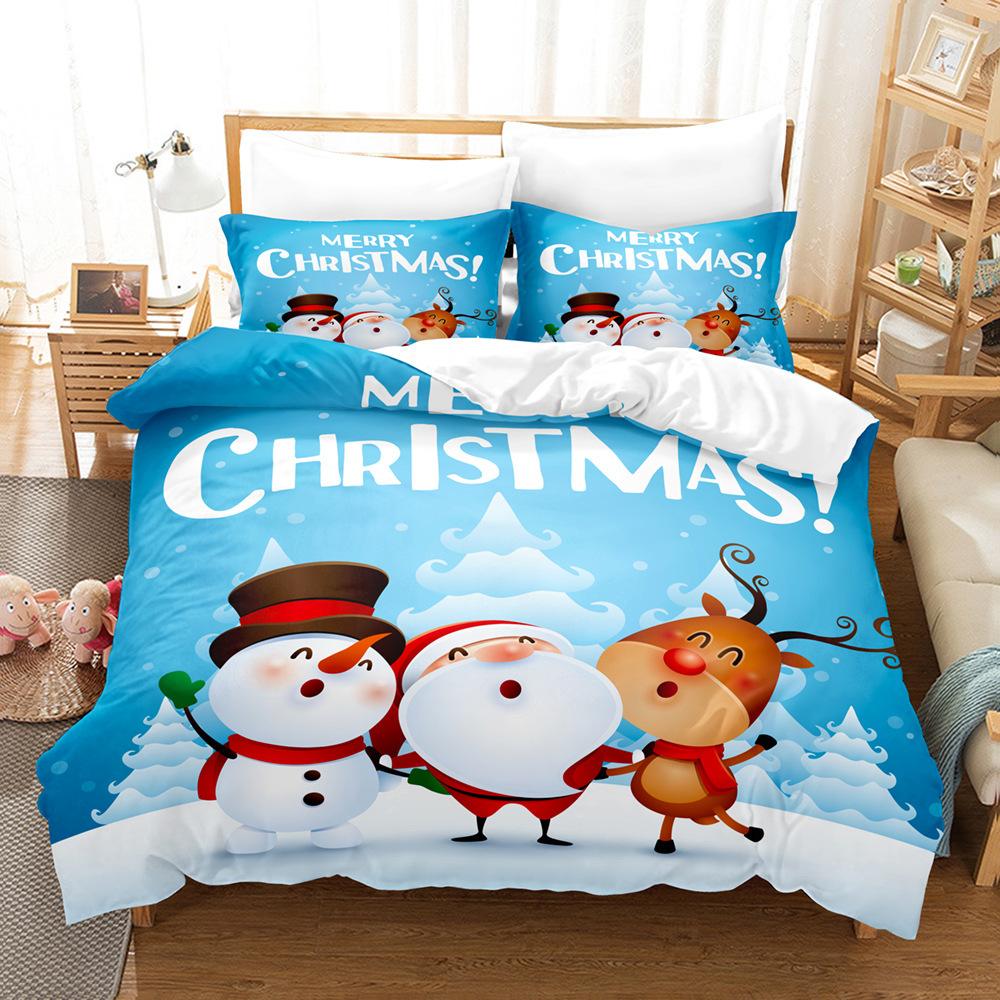 3D Digital Printing Three-Piece Set, Santa Claus 3D Printing Bedding Set