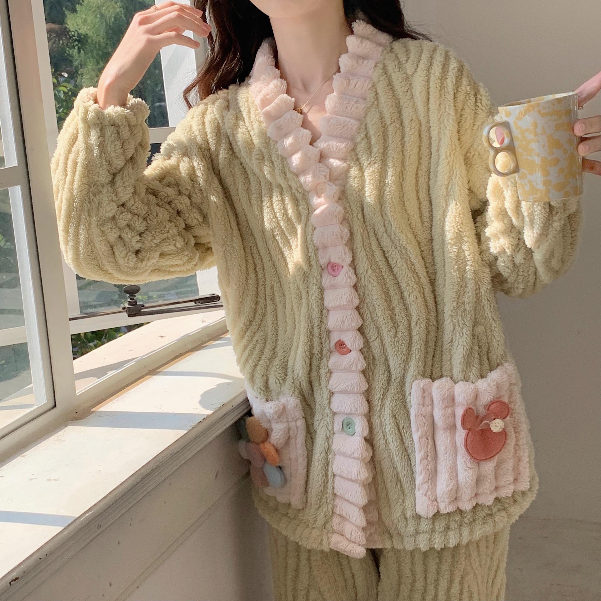 

Women s Plus Velvet Flannel Rainbow Cardigan & Sunflower Pajama Set One Size