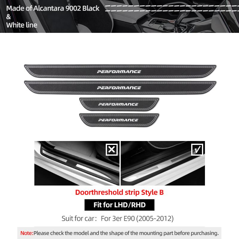 For BMW E90 2005-2012 Made of Alcantara Door Sill Trims Strip Threshold Protect Sticker Car Interior Tuning Decor Accessories