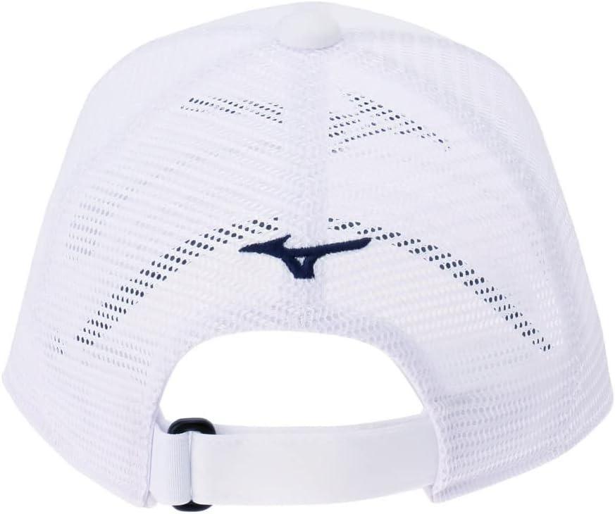 Mizuno Golf Tour American Mesh Cap - Official Pro-Tour Fitted Hat - White/Navy - Free Size