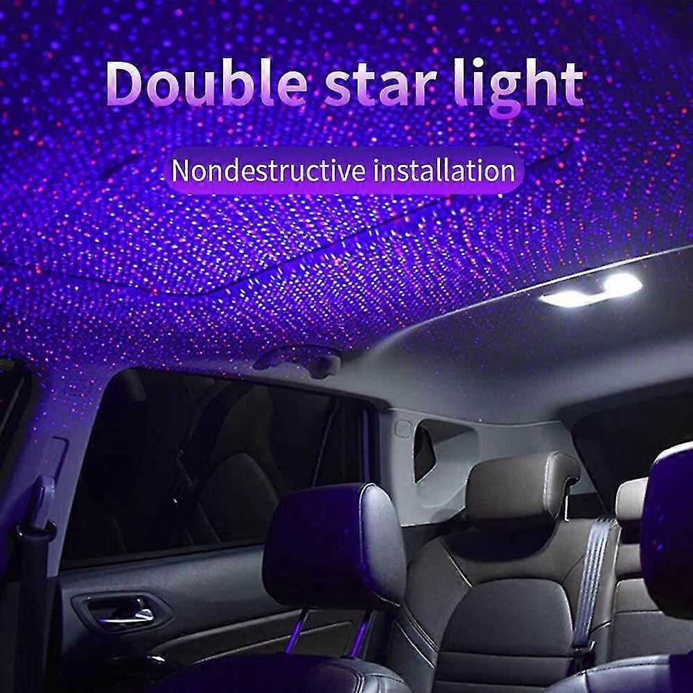 Monochrome multicolor babys breath car starry sky light USB car atmosphere light roof projection light