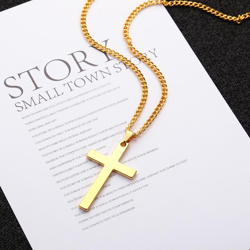 Simple Stainless Steel Cross Pendant Necklace Unisex Punk Hip Hop Charm Jewelry Gift