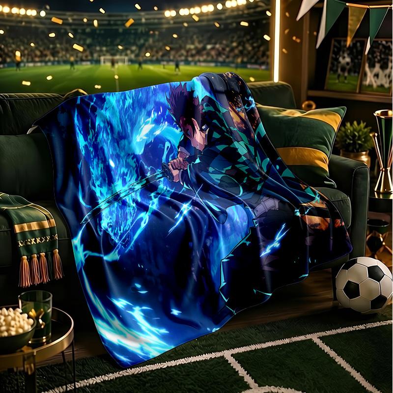 Demon Anime Group Throws Blanket Flannel Blankets Plush for Couch Bed Gifts for Men Women Travel Picnic Blanket Christmas Fan Gifts