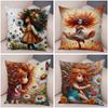 Double Print Cute Cartoon Explosive Hairstyle Cushion Cover Pillowcase Decor for Sofa Home  Super Soft Plush Pillow Case