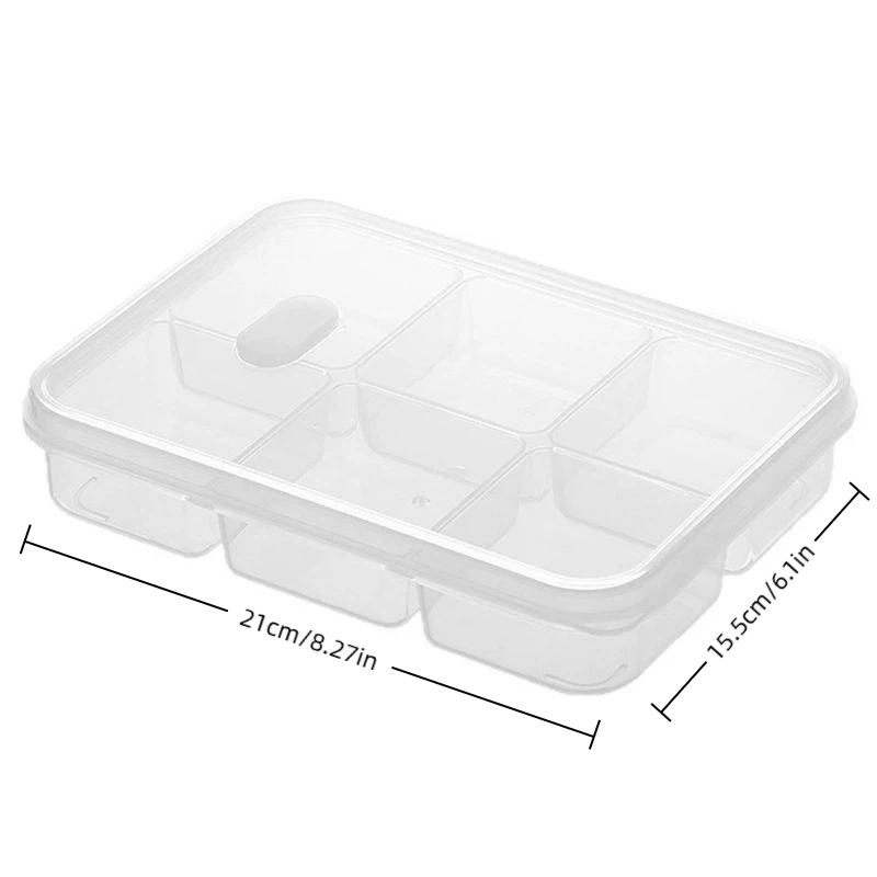 Refrigerator Storage Box Packed Meal Crisper Food Grade Sealed Food Frozen Meat 2/4/6 Compartment Refrigerated Storage Box