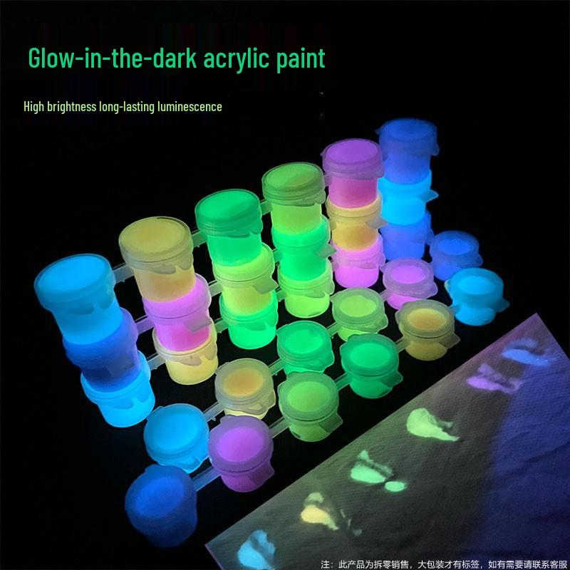 Glow-in-the-Dark Fluorescent Pigment Set for Kids - Perfect for DIY Clothes, Shoes, Plaster Dolls, and Hand-Painted Crafts!