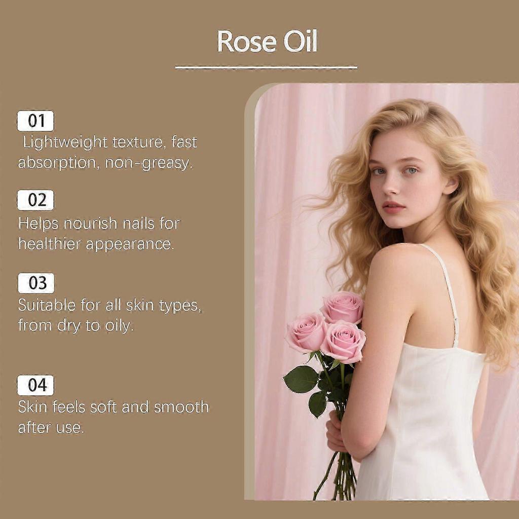 2025 Rose Oil for Face & Body - Organic Cold-Pressed Rose Oil for Skin, Hair & Nails | Vegan & Cruelty-Free Moisturizing Oil for Daily Use