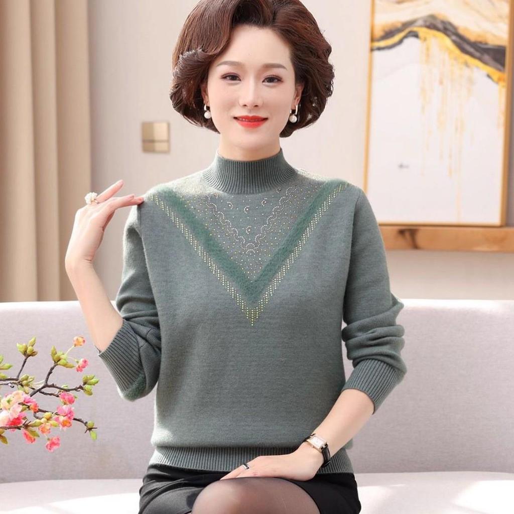 Mom's Winter Velvet Sweater - Stylish High-Neck Base Layer for Middle-aged & Elderly Women