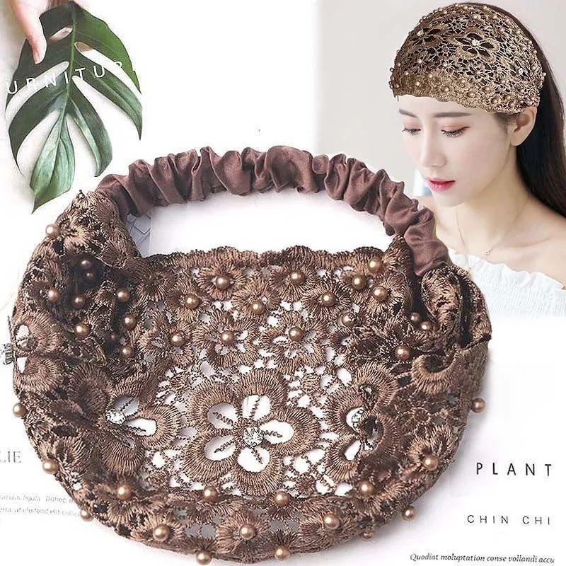 

Кружевная тонкая широкая повязка на голову женственность сетчатая дышащая сумка головной убор для лица и прикрытия поврежденных волос головной убор
