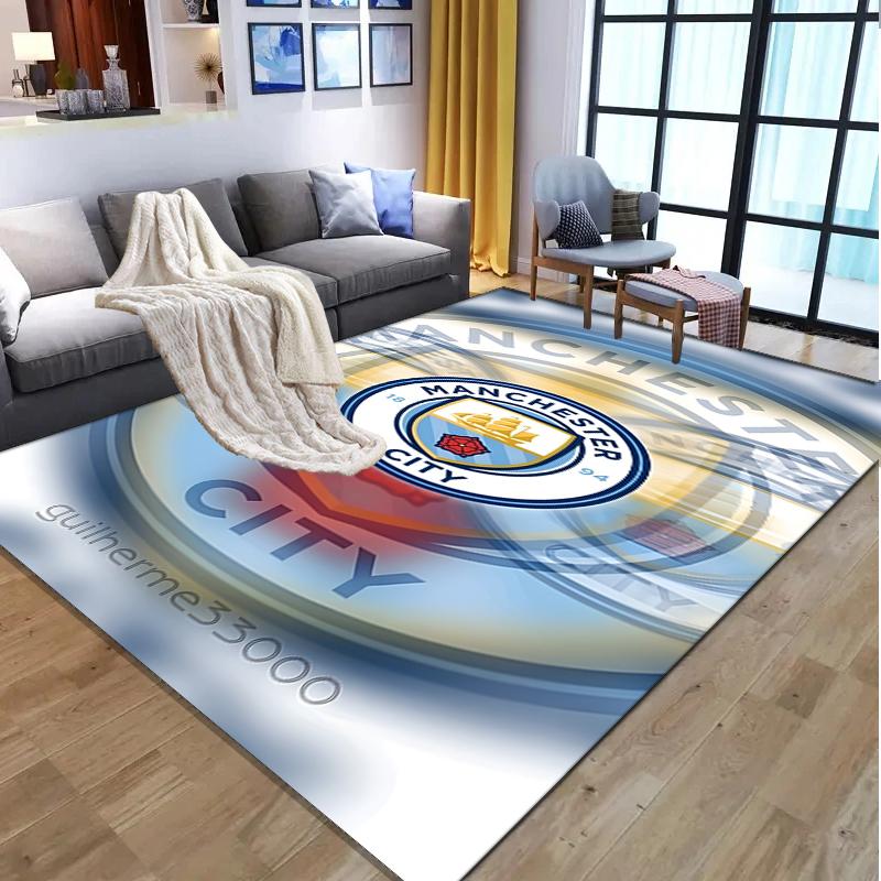 Manchester City FC Pattern Rug, Indoor/Outdoor Mat, for Picnic, Gameroom, Bedroom, Office, Living Room, Home Decor Carpet, Birthday Gift