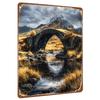 Vintage Stone Bridge Castle Landscape Metal Wall Art Decor for Living Room Study Room