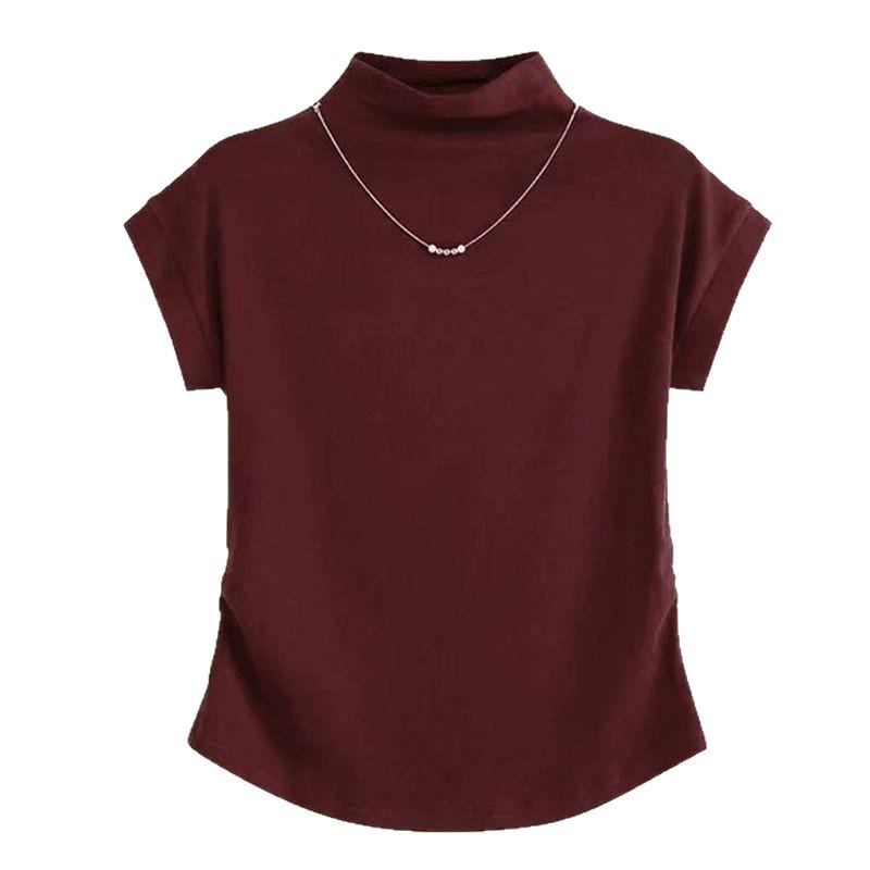 Plus Size Slimming Short-Sleeve Thermal Fleece T-Shirt for Women