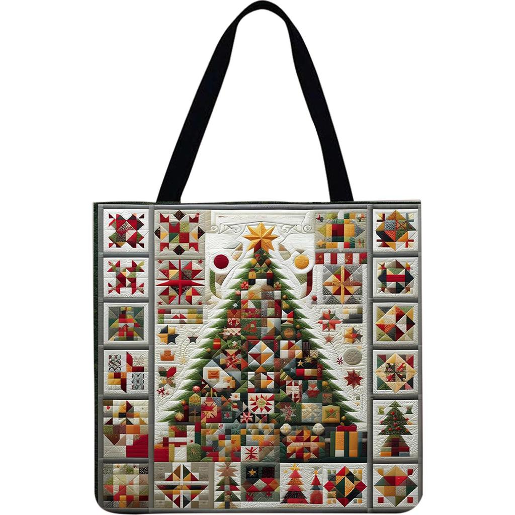 4pcs Christmas Tree Large Capacity Linen Tote Bag
