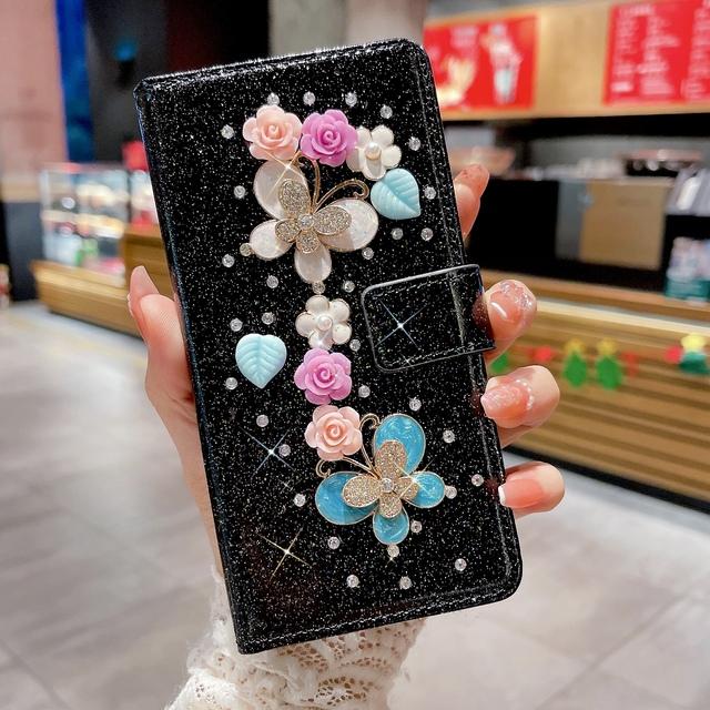 Bling Crystal Diamond Strass Portemonnaie Hülle für Iphone 14 Pro Max 13 12 11 Xr Xs X 7 8 Plus Se 2022 Karten Solt Glitzer Hülle