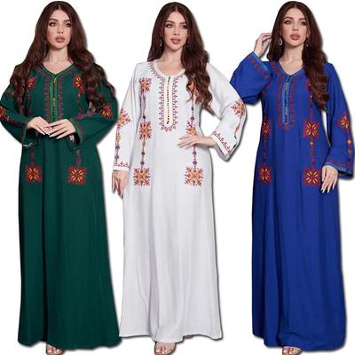 Embroidery Muslim Dress for Women Ramadan Long Dresses Woman Kimono Robe Moroccan Caftan Vestidos