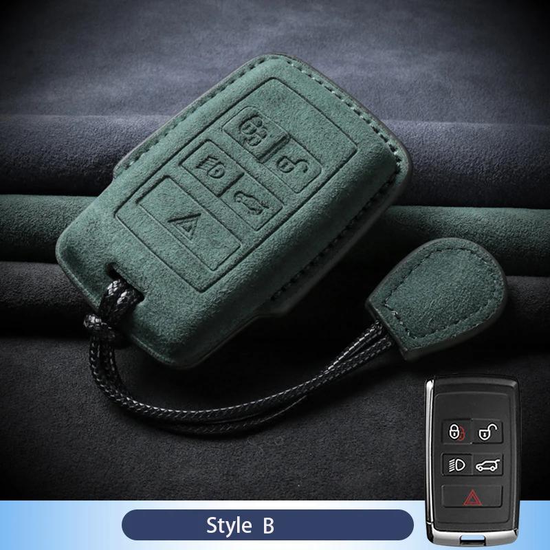 Suede Leather Car Key Case for Land Rover Range Rover Evoque Discovery Sport Velar for Jaguar XE XF E-Pace F-Pace Accessories