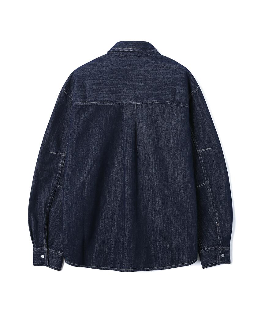 Ucla Unisex Denim One-Pocket Oversized Shacket [Dk-Indigo](Ub9Dj70)