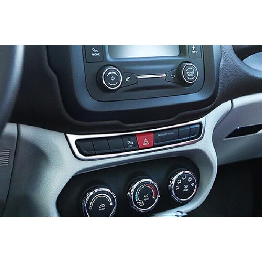 For Jeep Renegade 15 16 17 Silver Steel Emergency Light Switch Panel Trim 1pcs