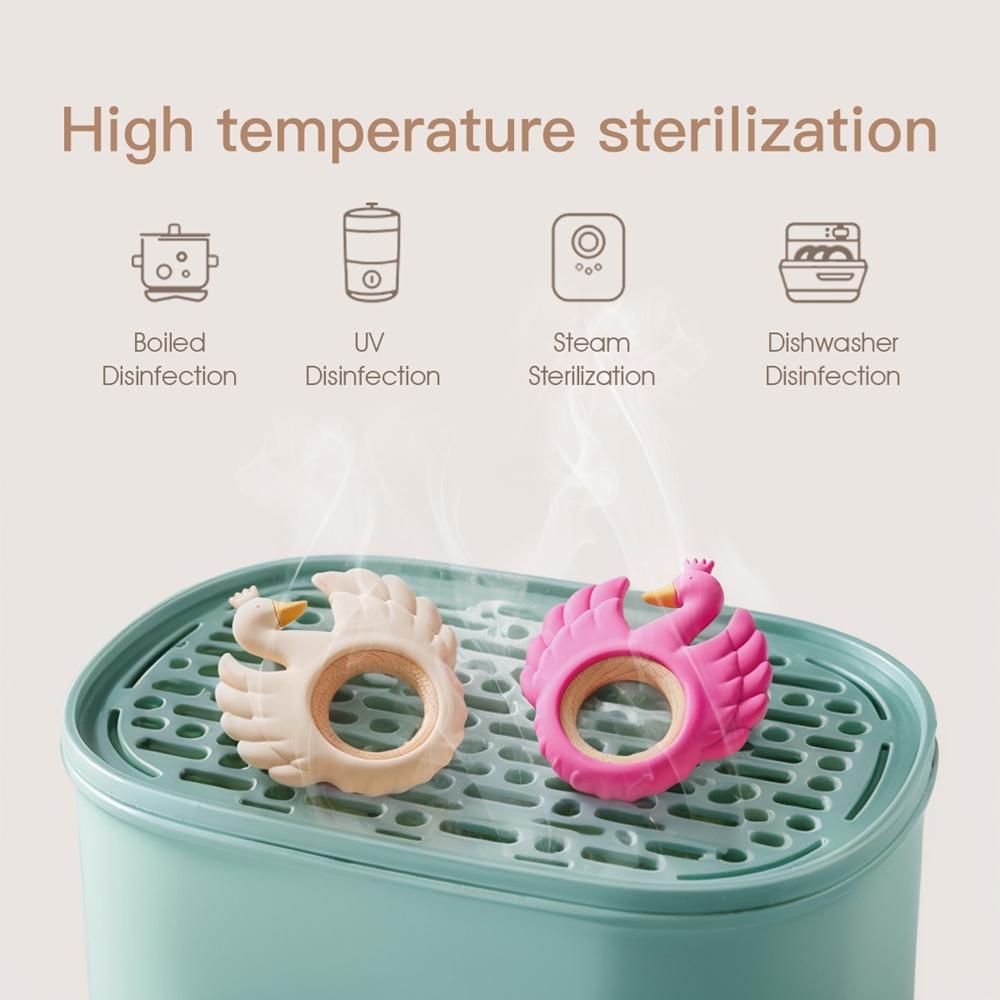 New Style 1Pc Silicone Teether Food Grade Baby 0-12 Toys Swan Teething Rings Sensory Toys For Toddlers Silicone Montessori Toys