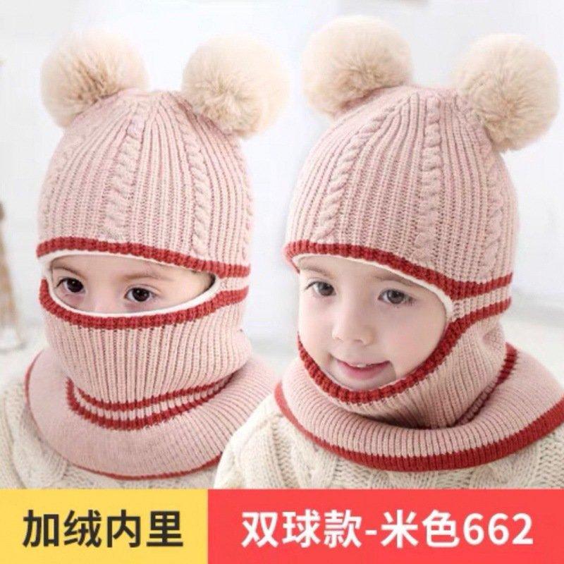 Autumn and winter children's hats, scarf sets, scarves, integrated thickened knitted hats, warm ear protectors for boys and girls, pullover hats