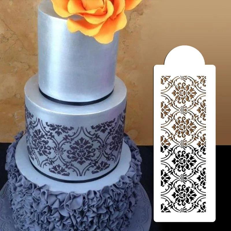 DIY Style Plastic Sugar Sieve Mold Fondant Printing Stencil Hollow Wedding Cake Stencil Edge Decoration Template Baking Tools