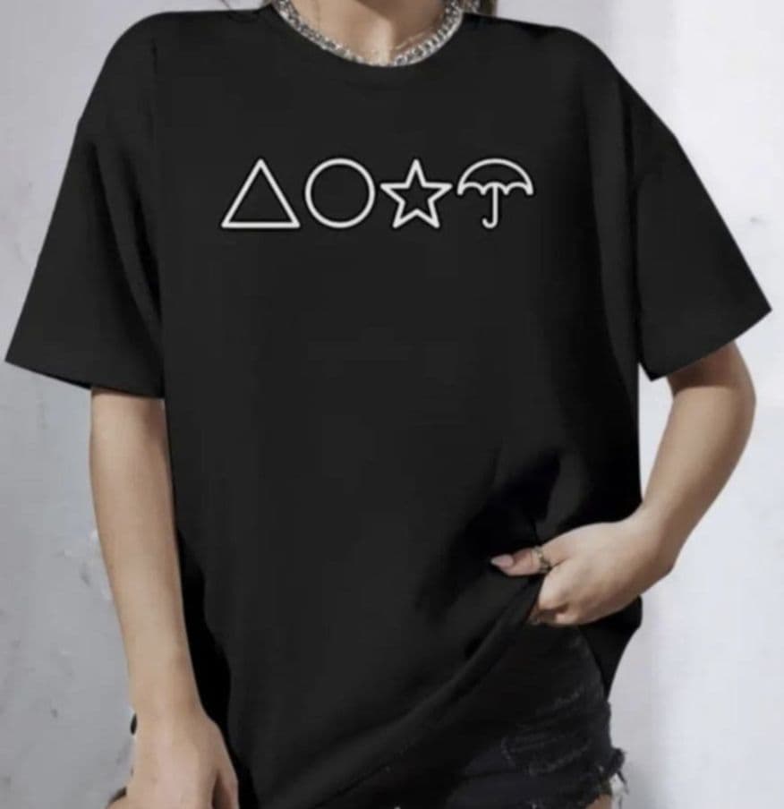 [USED] Squid game, Dalgona, Konggi, Netflix, Korea, black t-shirt