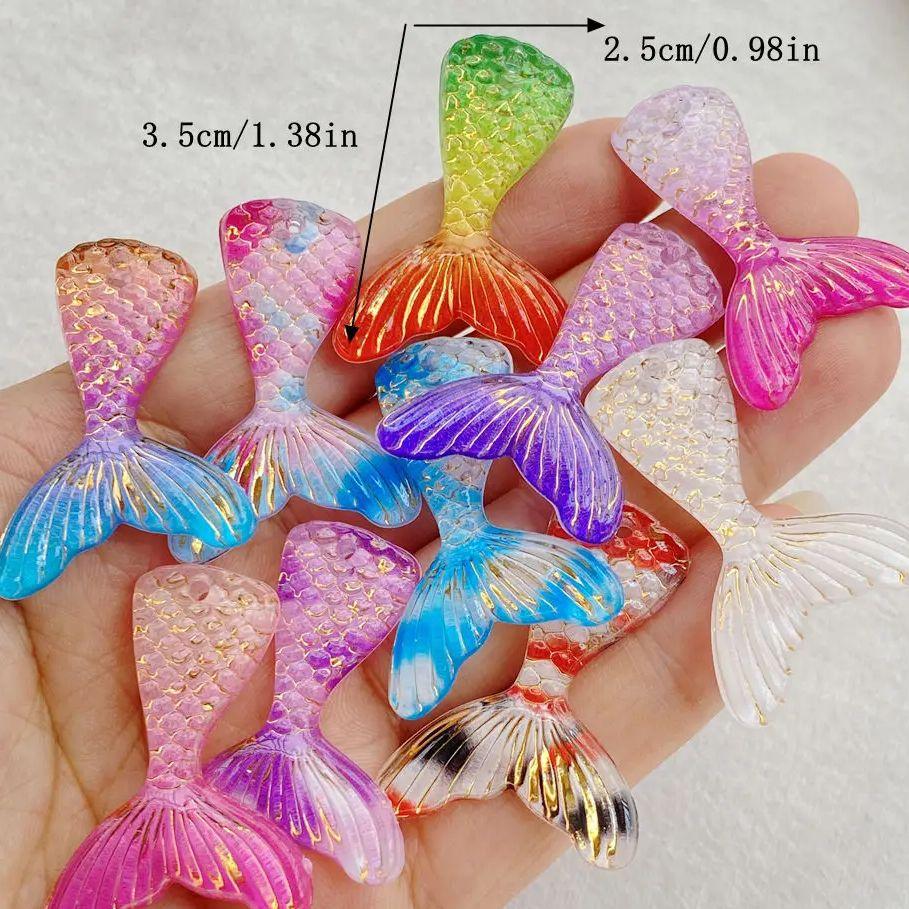 10 Stück Gemischte Glänzende Farbige Meerjungfrauenflosse Mit einem Loch für Scrapbooking, Hochzeitsdekoration & DIY Schmuckherstellung Zubehör