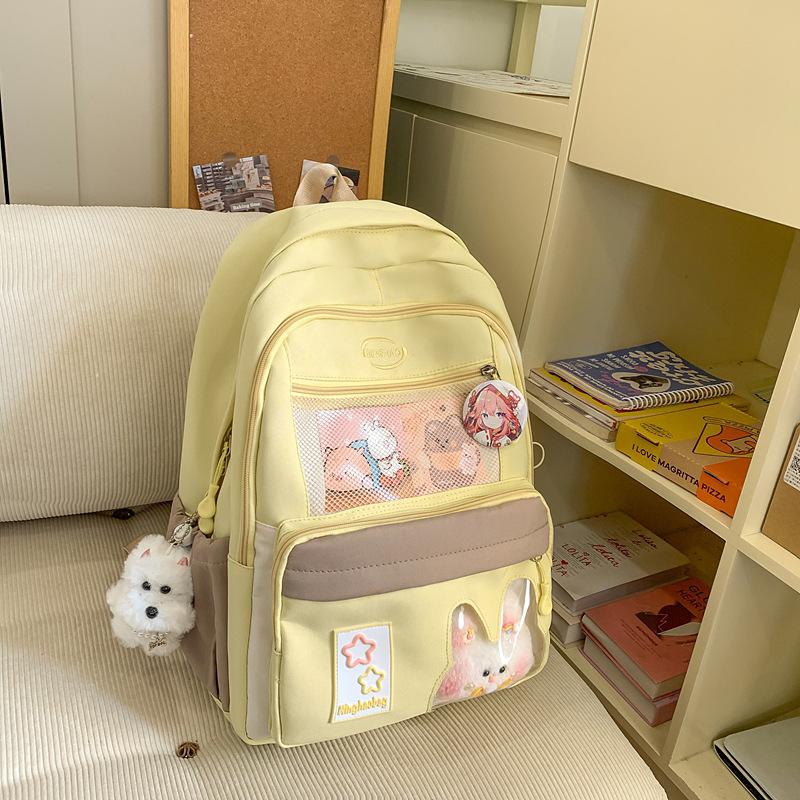 High School Students, Japanese Cute Transparent Pain Bag, Large-capacity Student School Bag, Simple and Versatile Girl Backpack.