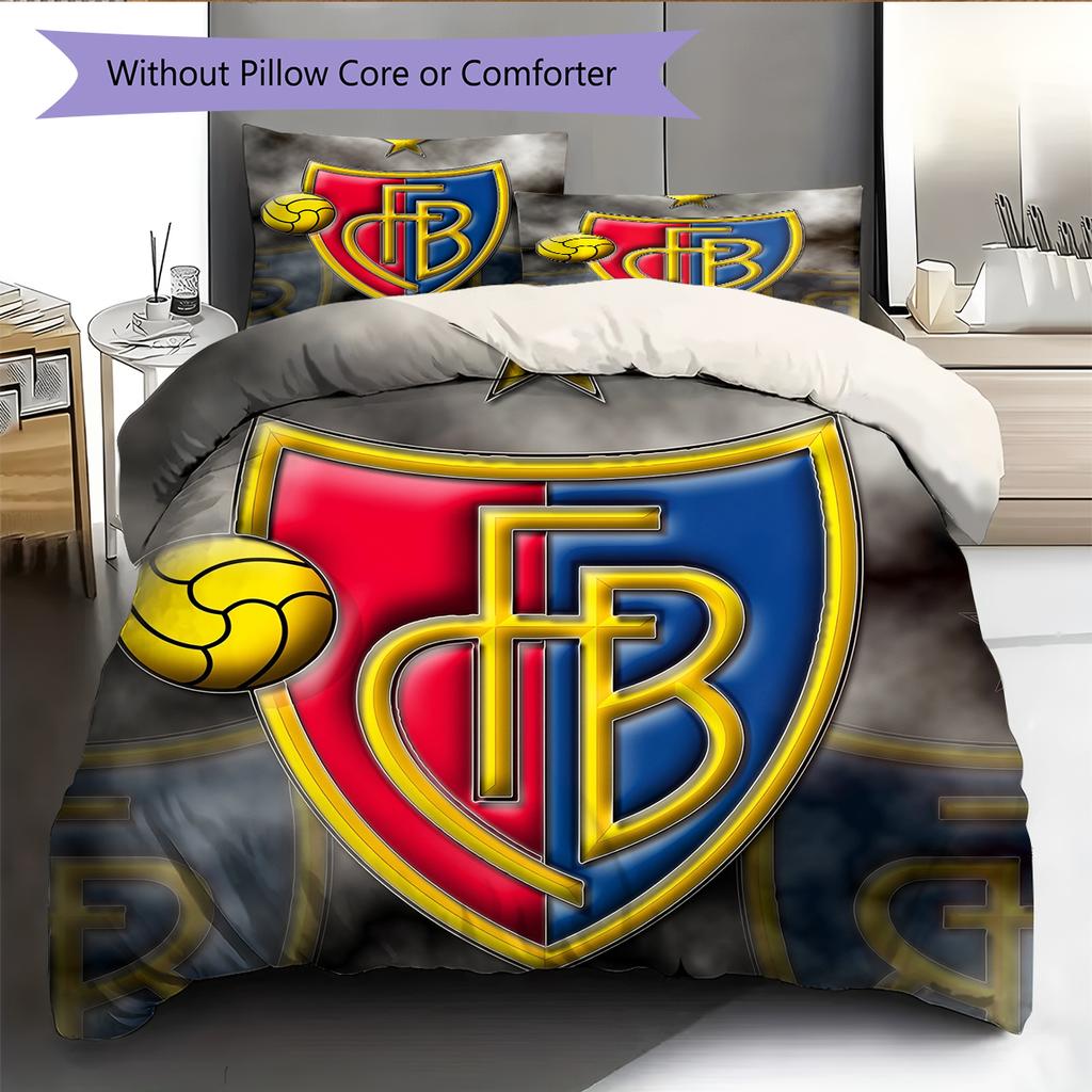 FC Basel Vzorované povlečení Domácí dekorace Narozeninový dárek (1 * povlak na peřinu + 2 * povlak na polštář, bez jádra)