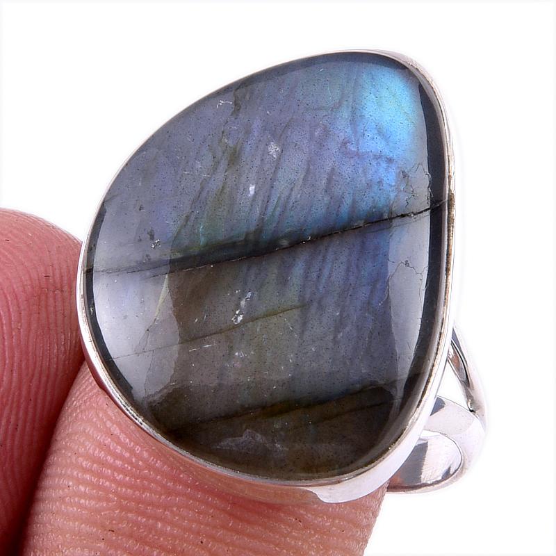 

Natural Labradorite Gemstone 925 Solid Sterling Silver Jewelry Ring Size 9 m3k62