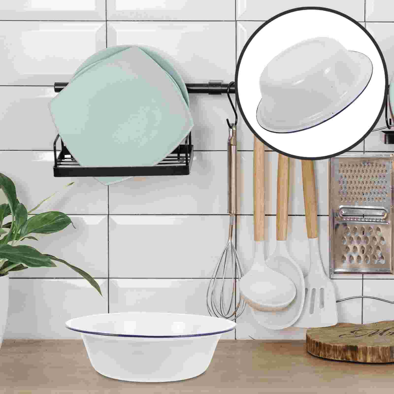 

Куриная панировочная миска, старинная эмалированная домашняя миска с загнутыми краями, миски для овощей и фруктов, суповые миски