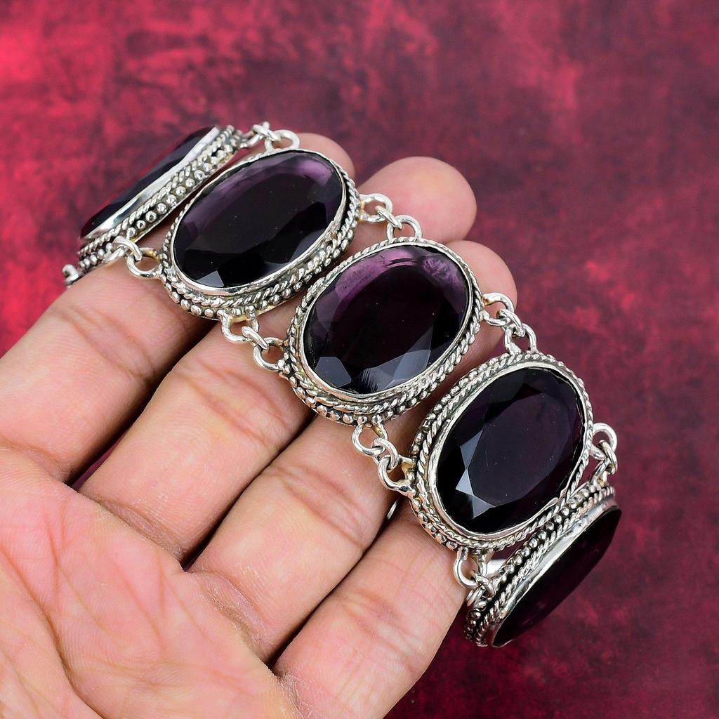 Amethyst 925 Solid Sterling Silver Jewelry Set, Handmade Beautiful Necklace & Bracelet Jewelry Set, Adjustable Gemstone Jewelry For Her