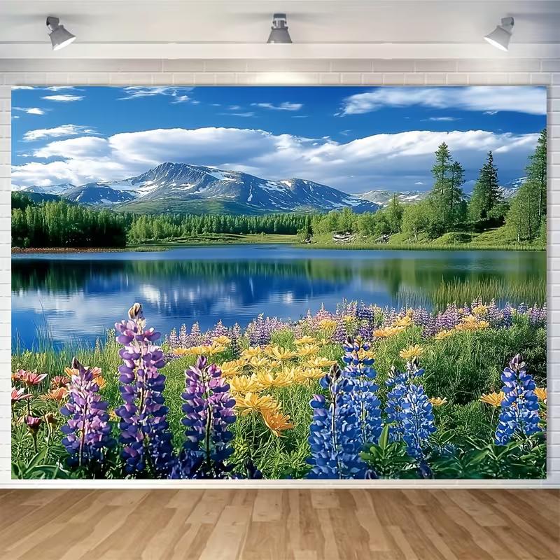 2D Pine Forest Reflection Lake Background for Travel Landscape Party Decoration 47.2x31.5inch/120*80cm