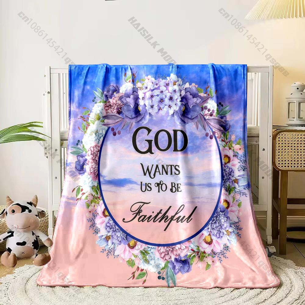 Floral Faith-Inspired Blanket Multiple Sizes Kid'S And Adults' Bedroom Living Room Sofa Decor Blanket, Exquisite Gift