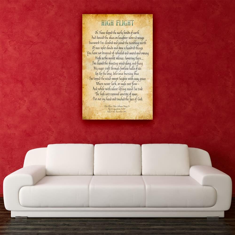 High Flight Poem Wall Decor John Gillespie Magee Jr Quotes Wall Art Poetry Posters and Prints Picture Decorations Painting Canvas Artwork for Kitchen