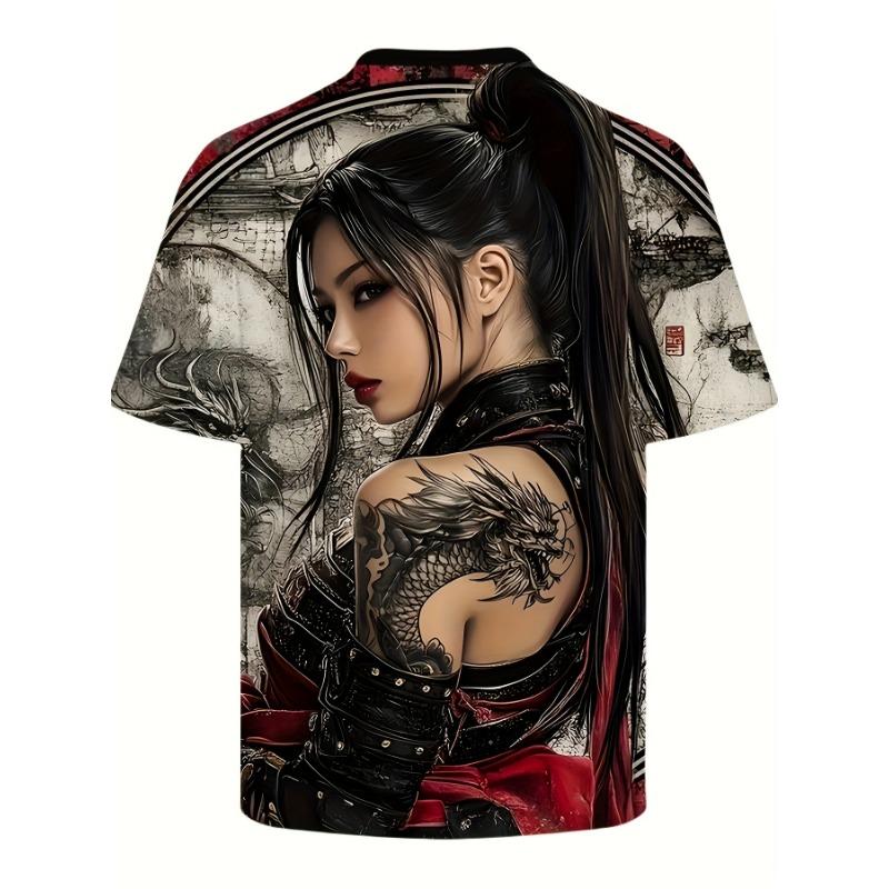 Men's 3D Phoenix Printed T-shirt - Unique Street Style Short Sleeve Top with Vibrant Flame Pattern
