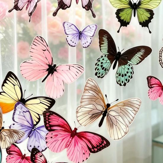 3D Butterfly Wall Decor Removable PVC Butterflies Wall Stickers Multi-Size DIY Removable Wall Art Decal for Kids Bedroom Nursery TV Background