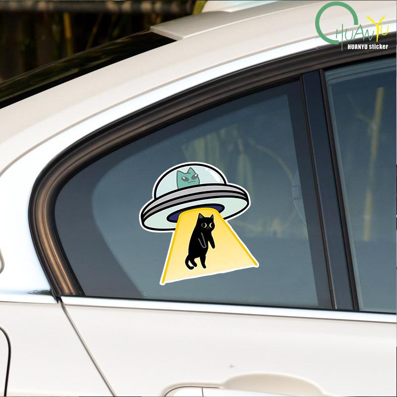 Cat UFO Creative Vinyl Waterproof Decal Sticker For Cars, Laptops, Walls Windows, Bumper